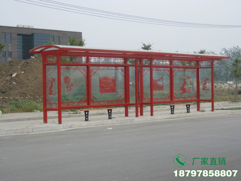 海南中式金属古典公交候车亭